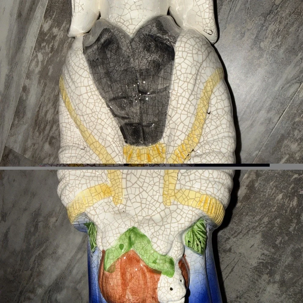Vintage Crackle Finish Standing Ceramic Dog Statue 14